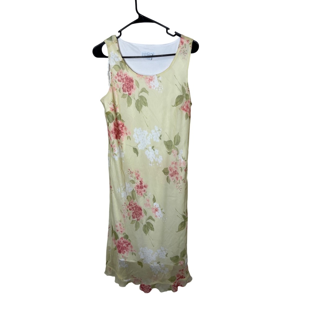 Vitnage Studio C Y2K Floral Midi Dress Sleeveless Yellow Pink White Summer Party